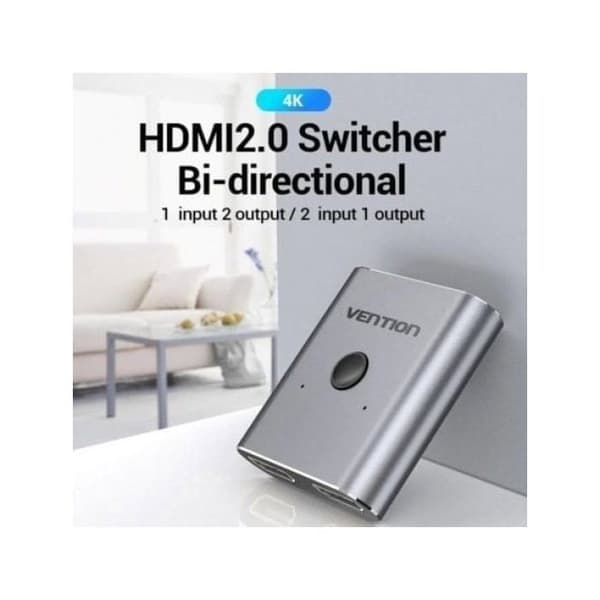 HDMI-adapter - Vention - To-vejs switch - 4K HD - Grå - Til bærbar computer og projektor