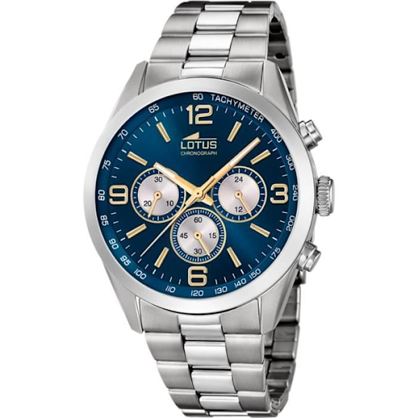 Ur - LOTUS - Minimalist Mand - Chrono Stål - Vandtæthed 5 ATM - Blå Urskive Blå