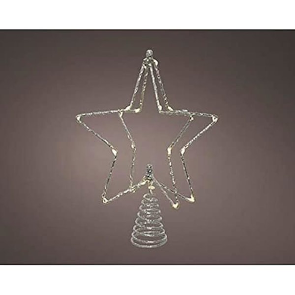 Koristetähti - KAEMINGK - Treetopper - Hopeinen metalli - Lämmin valkoinen mikro-LED - Paristokäyttöinen Silver