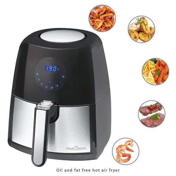 Friture med varmluft ProfiCook PC-FR 1147 H - 2,5 L - Sort - Rustfrit stål - 1500 W - Variabel temperatur Svart, rostfritt stål