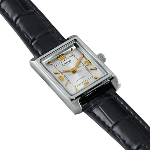 Casio Ur - Kvinder - LTP-1234PL-7A2EF - Sort Læderrem - Vandtæt 3 ATM Svart