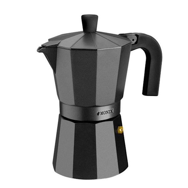 Espressomaskine - Monix - Vitro sort - Aluminium - 6 kopper - Sort sort