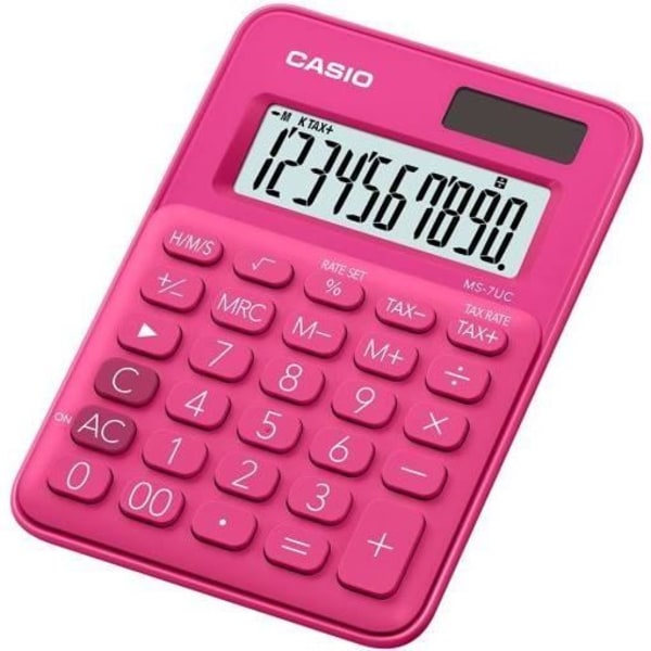 Bordregner - Casio - MS 7UC - Rosa - Batteridrevet - 4 funktioner