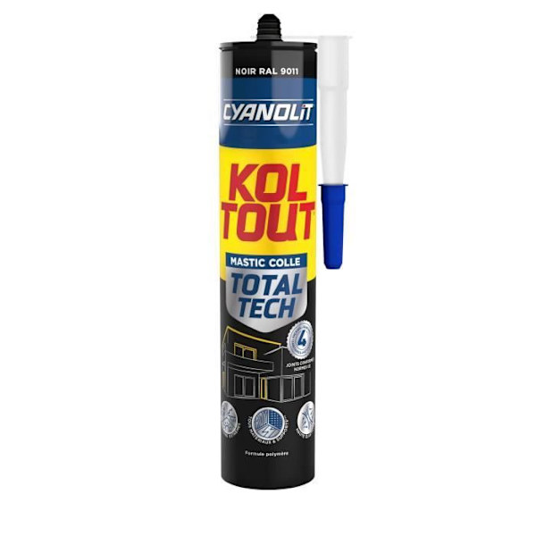 Kiinnitys- ja tiivistysliima - CYANOLIT - Total tech - Musta - 290 ml karttu - Monikäyttöinen - Korkea kestävyys ja joustava