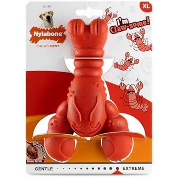Tyggelegetøj - NYLABONE - Hummer - Holdbar nylon - Lækker smag - Ekstra stor Röd