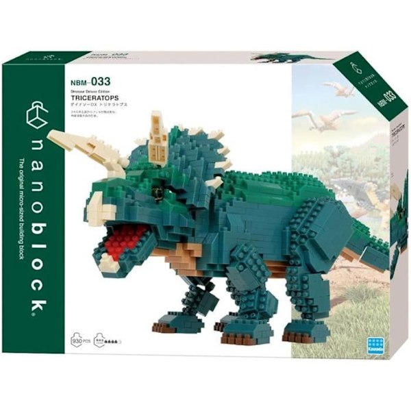 Figurine i mursten - BANDAI - NANOBLOCK - Triceratops Deluxe - 930 dele