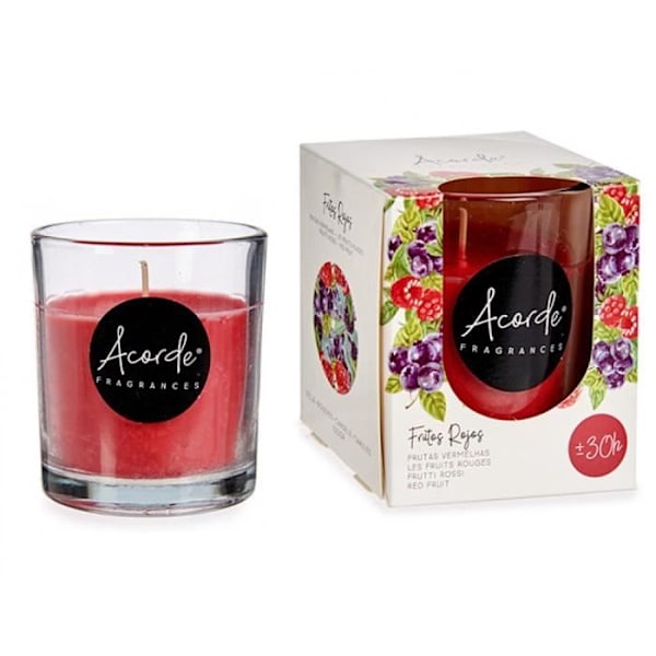 Doftljus - Ej specificerad - Röda frukter - 30 timmar - Återvinningsbart glas - 120 gram Röd