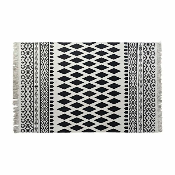 Diamantmatta i polyester i bomull DKD Home Decor vit svart
