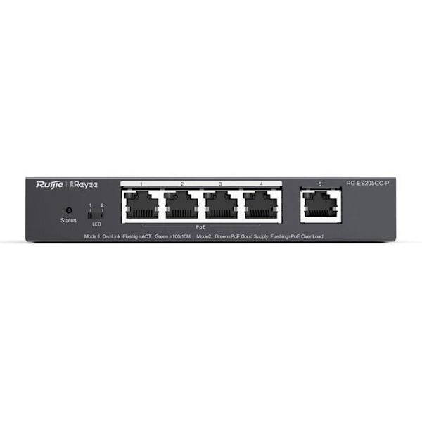 RUIJIE SWITCH RG-ES205GC-P L2 GIGABIT MANAGED NETVÆRKSSWITCH (POE)