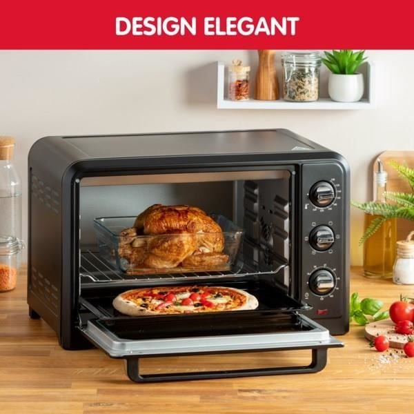 MOULINEX Optimo Elektrisk ovn, Placerbar, 33L, varmluft, 6 funktioner, Termostat 240 °C, Timer OX464810 Svart