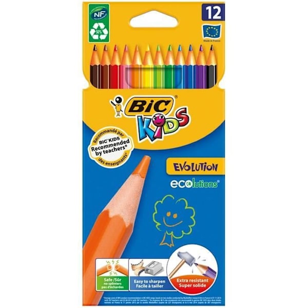 BIC® Kids - BIC® Kids Evolution® farvekridt x12 Flerfärgad