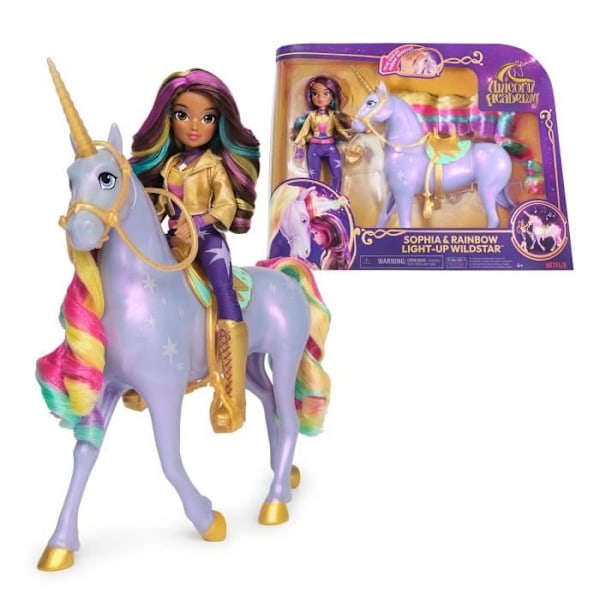 SPIN MASTER LICORNE MED FUNKTIONER 28 CM WILDSTAR + DUKKE 24 CM Unicorn Academy Flerfärgad