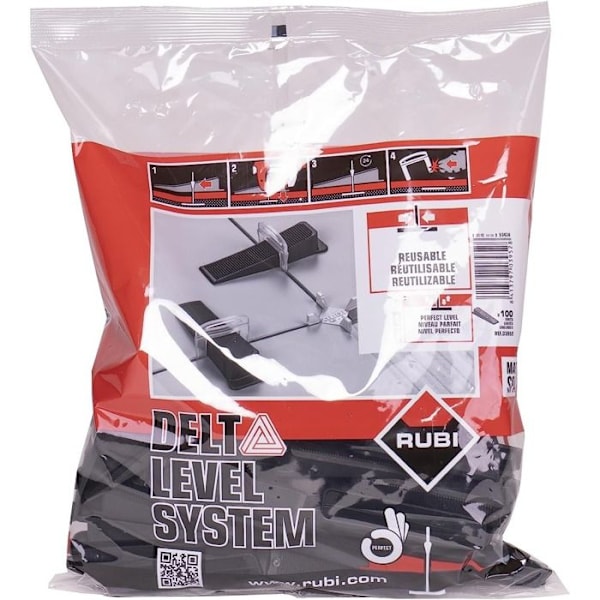 Delta Level System N Wedge - RUBI - B-100 - Svart färg - Återanvändbar - Snabbinstallation Svart