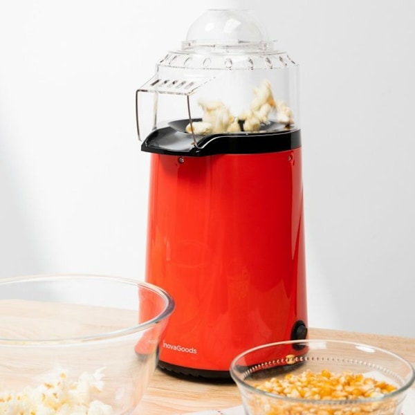 Popcorn-kone - InnovaGoods - Popmar - 1200 W - Kuuma ilma - Kompakt ja kevyt muotoilu röd/svart/transparent