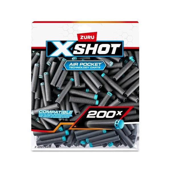Tillbehör för dartpilar - ZURU - X-SHOT Excel Pack 200 - Luftfickteknologi - Universell kompatibilitet - Praktiskt paket Flerfärgad