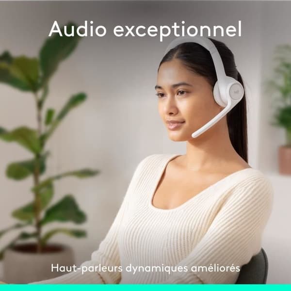 Hovedtelefoner - Trådløs - Logitech - Zone 300 - Bluetooth - Støjreducerende - Hvid