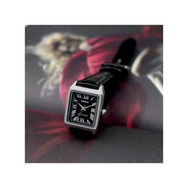 Casio Index romerska siffror – LTP-V007L-1BUDF – Svart läderrem Svart