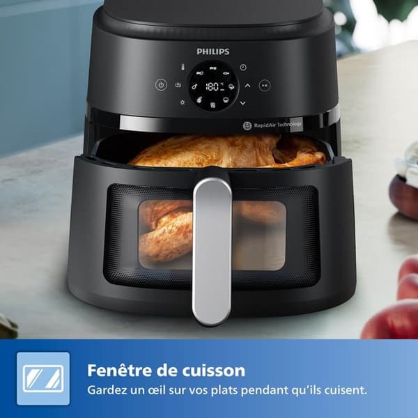 Friture uden olie - Philips - NA231/00 - 1700 watt - 6,2 liter - 13 madlavningsmetoder Sort og grå