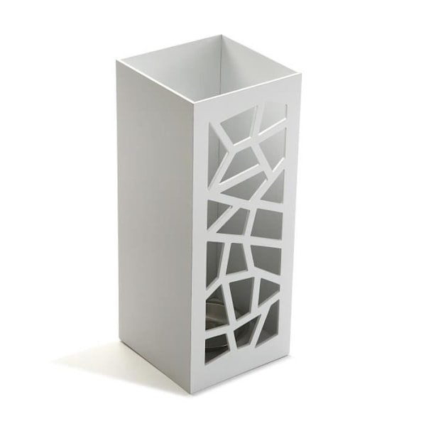 Paraplyställ för geometrisk entré - 48,5 x 22 x 22 cm - Modernt paraplyställ i trä i MDF - Vit - Versa Vit