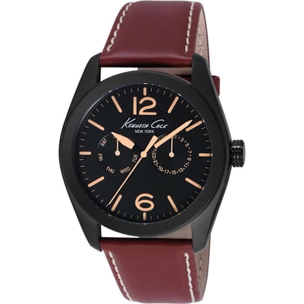 Herreur - KENNETH COLE - CLASSIC IKC8063 - Læder - Kvarts - Analogisk Svart brun