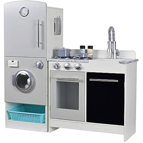 Träleksakskök - WOOMAX - Modern Modular - 2 moduler - 7 tillbehör - Flerfärgad Flerfärgad