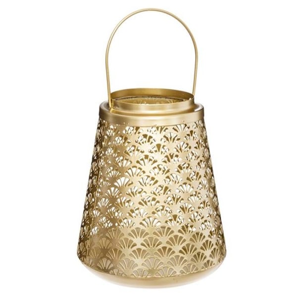 Lykta - ATMOSPHERA - Känns - Genombruten guldmetall - H19,5cm - D17cm Guld