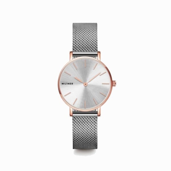 Miltner klocka Mini Rose Silver 28mm silver kvartsstål MLW0020 Sølv, Pink