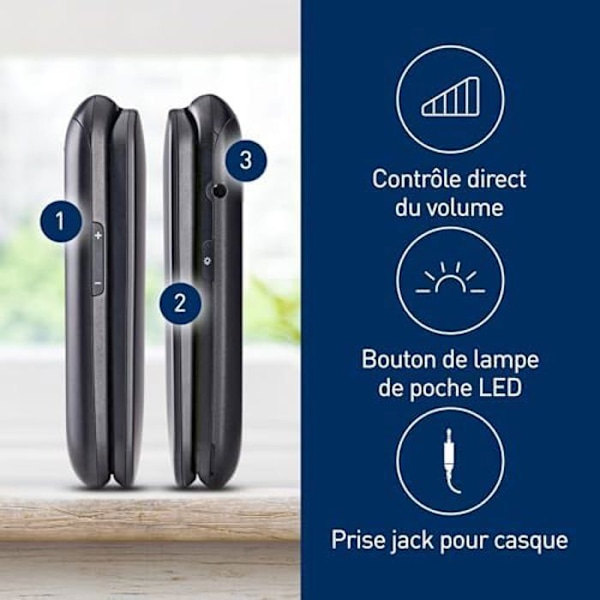 Panasonic KX-TU550EXB Flip-mobiltelefon, 1,2 MP kamera, 2,8" stor skærm, 300 timers standbytid, sort