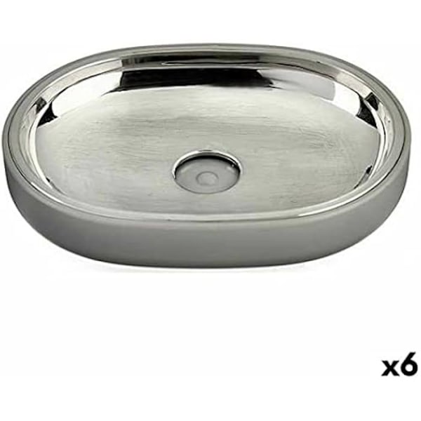Tvålkopp - BERILO - Silvergrå - Rostfritt stål - Plast - 9,5 x 2,5 x 13 cm (6 enheter) Flerfärgad