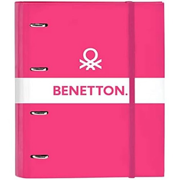 BENETTON ringbind - Safta - 4 ringe 35cm - 100 A4 ark - Til børn i forskellige aldre - Fuchsia pink Fuchsia rosa