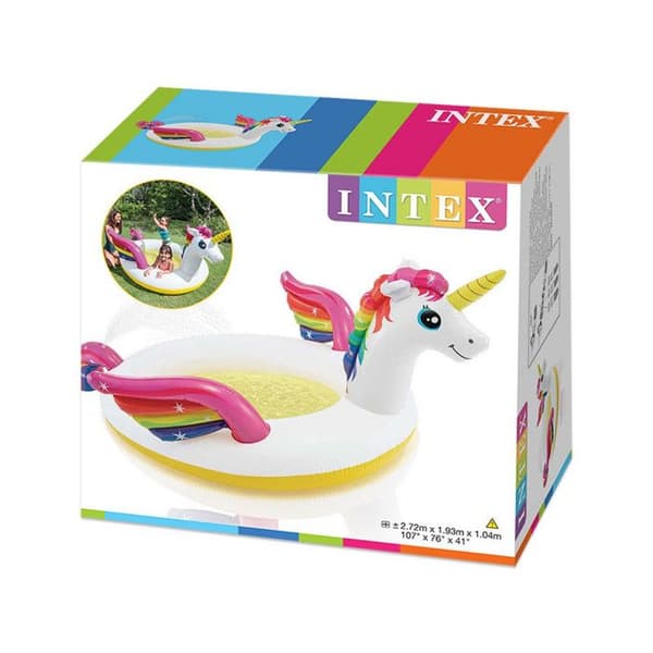 Unicorn oppustelig pool med springvand - Intex Multifarvet