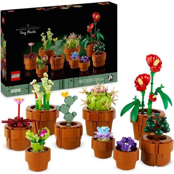 LEGO® Icons 10329 Miniatyrväxter, botanisk samling 9 konstgjorda växter med blommor, heminredning Terrakotta
