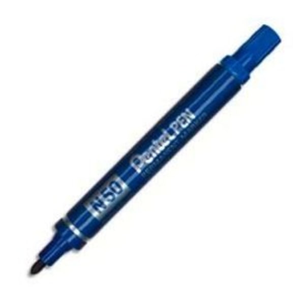 N50 og N60 markører - PENTEL - Permanent markør - Kuglespids - Metalhus - Uudsletteligt blåt blæk Blå
