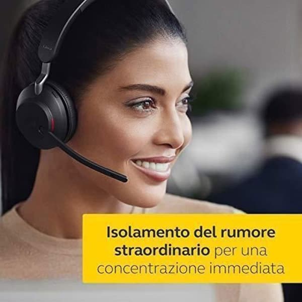 Jabra Evolve2 65 Trådløs PC Headset Lyd Headset Med Støjreduktion Microsoft Teams Certificeret med Langtidsholdbar Batteri Bluetooth Adapter