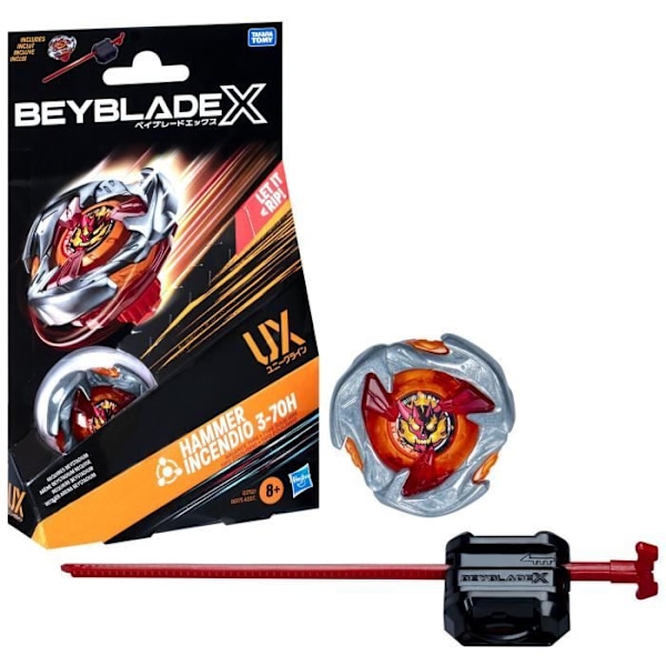 Beyblade X, Startpaket Hammer Incendio 3-70H UX med balans-topp och launcher, från 8 år. Flerfärgad