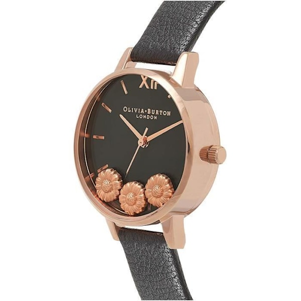 Ur - Olivia Burton - OB16CH05 - Sort ur - Læderrem - Analog kvarts Svart, roséguld