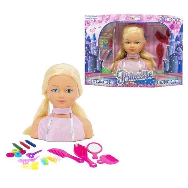 Princess My Hair Styling stylingdukke - BigBuy Fun - 54 x 14,5 x 38 cm - Sort - Fra 3 år Svart