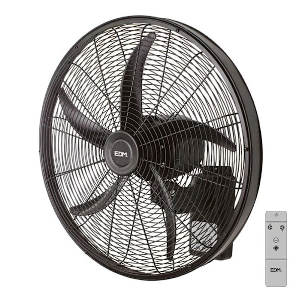 Vægventilator - EDM - 33521 - Sort - 100W - Ø 45 cm - 3 hastigheder Svart