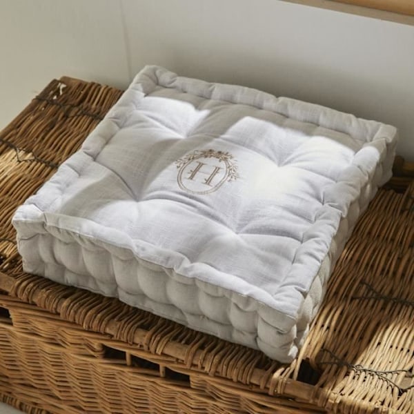 Gulvpude - I DAG - CHARME - Slub x Chambray x Broderie Berenice - 40 x 40 x 10 cm