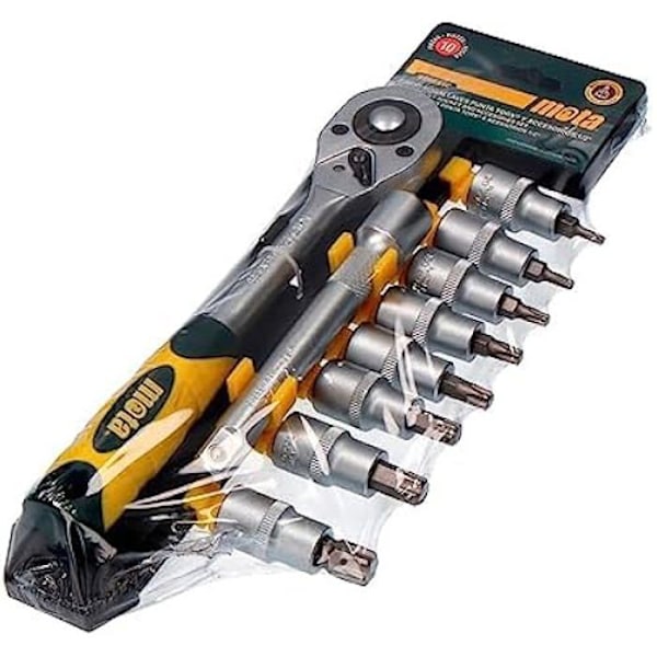 Torx bit fatningssæt - Mota Tools - 39871 - 10 stk - Krom-vanadium - 1/2" tilslutning