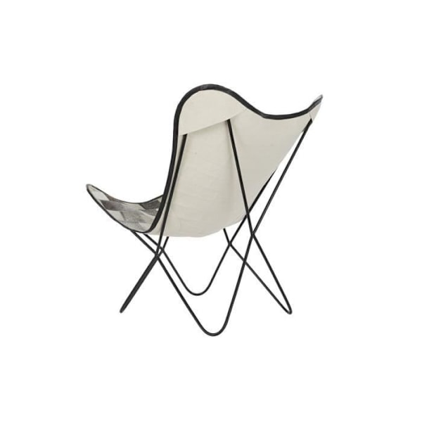 Stol - Mærke - Sort/Grå/Beige - Metal - Hvidt Læder - 74x70x90 cm