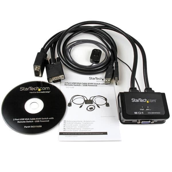 KVM-switch USB VGA med 2 porte - STARTECH - KVM-switch - USB-drevet - Sort