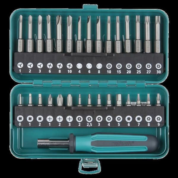 Säkerhetsskruvmejselbitssats - WOLFCRAFT - 1386000 - Torxbits - Längd 25 eller 50 mm Grå och blå