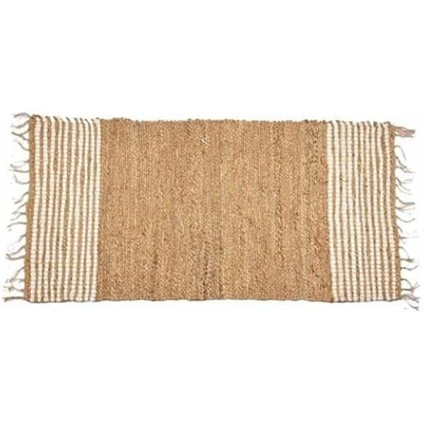 Tæppe - GAVEDEKOR - Sorte striber - 70 x 1 x 140 cm - Naturlige fibre - Indendørs Flerfärgad
