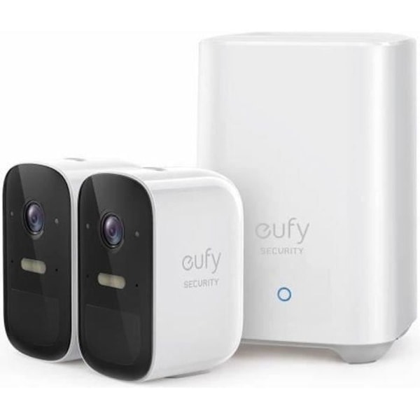 EUFY - 2 overvågningskameraer + 1 base - EufyCam2C