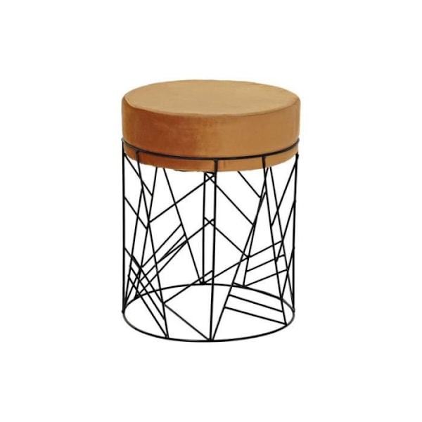 Fotpall - DKD Home Decor - Svart - Metall - Polyester - 33 x 33 x 42 cm Svart, Terrakotta