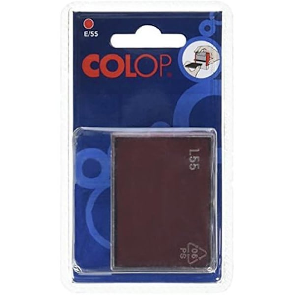 Förfärgad refill - COLOP - E/55 - Paket med 2 - Färg Röd - Mått 1x6,5x5 cm Röd