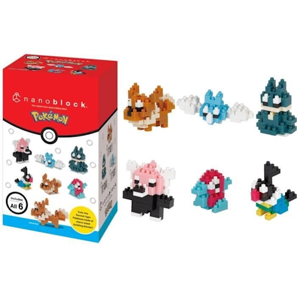 6 hahmon tiilipakkaus - BANDAI - NANOBLOCK - Pokémon Normal-tyyppipaketti