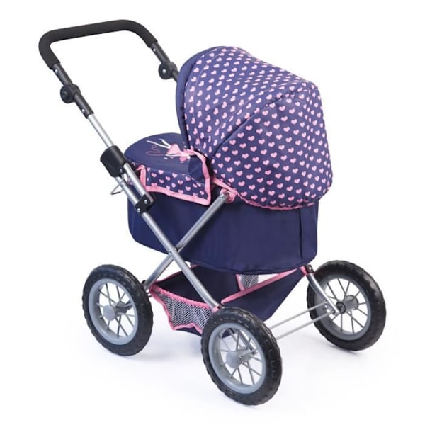 Trendikäs vaunut 46 cm nukelle - BAYER DESIGN - Säädettävä ohjaustanko - Taitettava - Mukana olkalaukku ja kori
