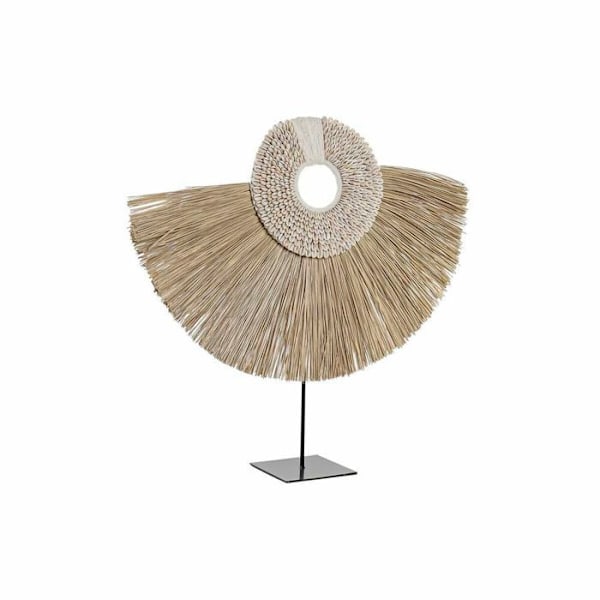 dekorativ figur naturlig sort jernjute etnisk (55 x 12 x 53 cm) beige/svart
